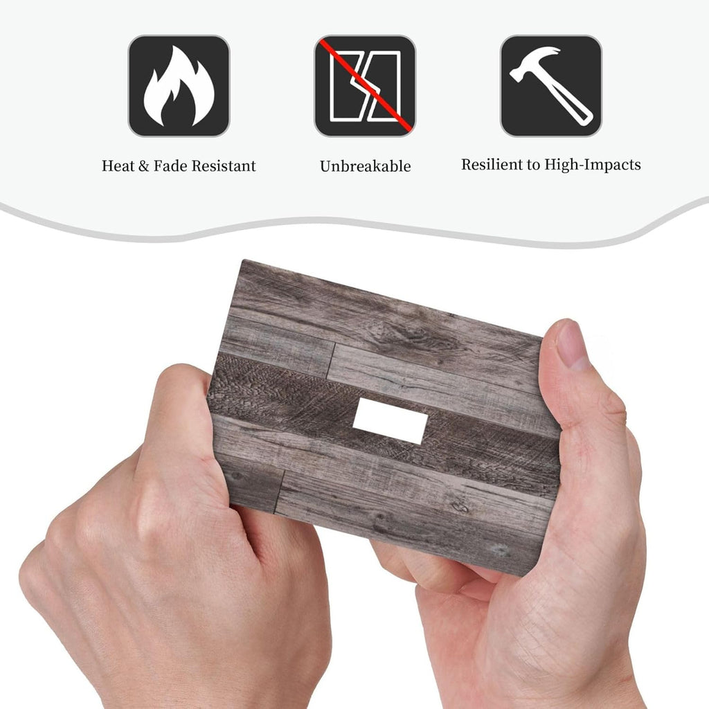 Decorative Light Switch Cover Rustic Dark Grey Wood Retro Country Wooden 1 Gang Single Toggle Device Electrical Faceplate Switchplates Decorator Outlet Wall Plate for Farmhouse Cabin