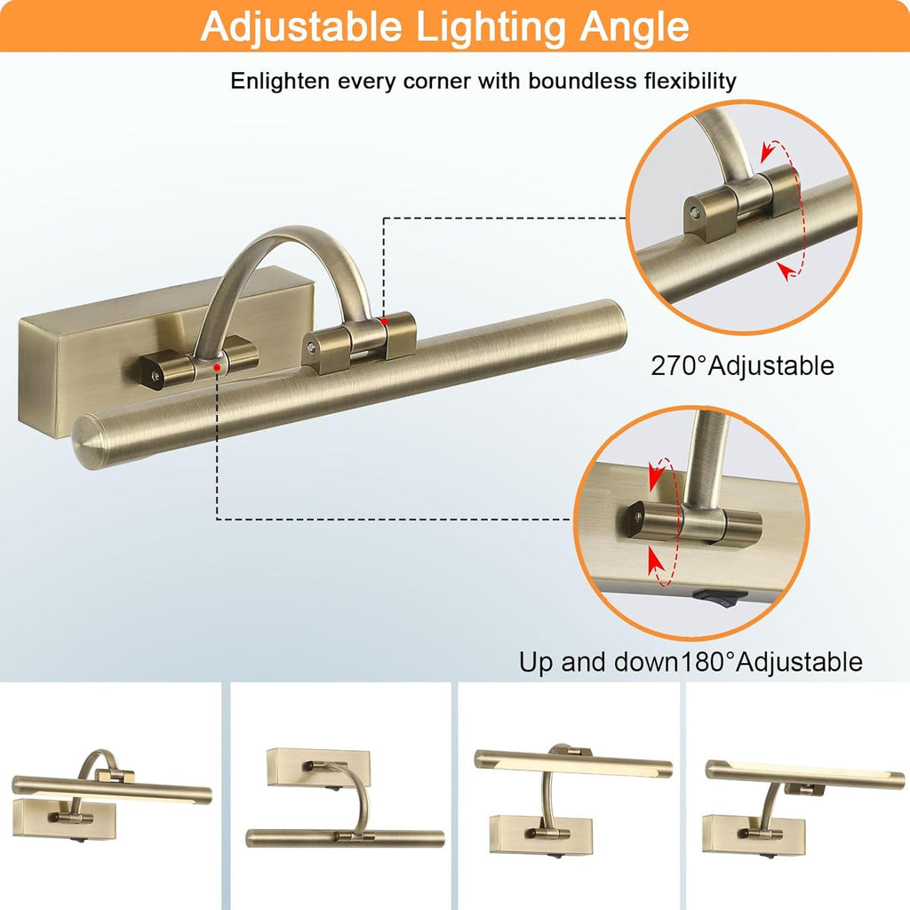 Wireless Picture Lights for Wall,12 Inch Battery Operated Picture Light,3CCT Dimmable Lights for Pictures on Wall with Timer and Remote for Display Photo Frame (Antique Bronze, 12inch)