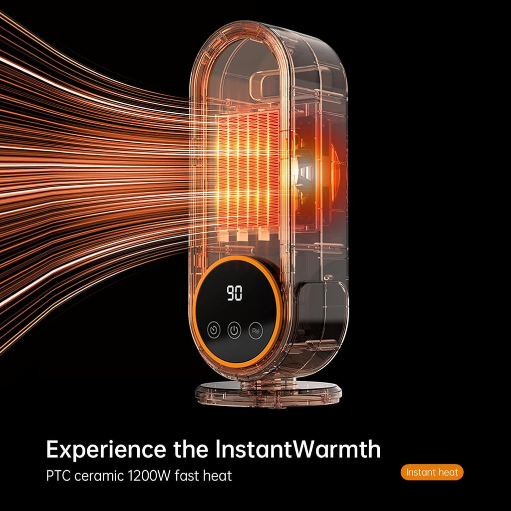 Space Heater Indoor - Energy Efficient Portable Heater with Adjustable Thermostat,1200W PTC Rapid Heating Ceramic Technology with Remote,Intelligent Timing (White, E68S Remote Control)
