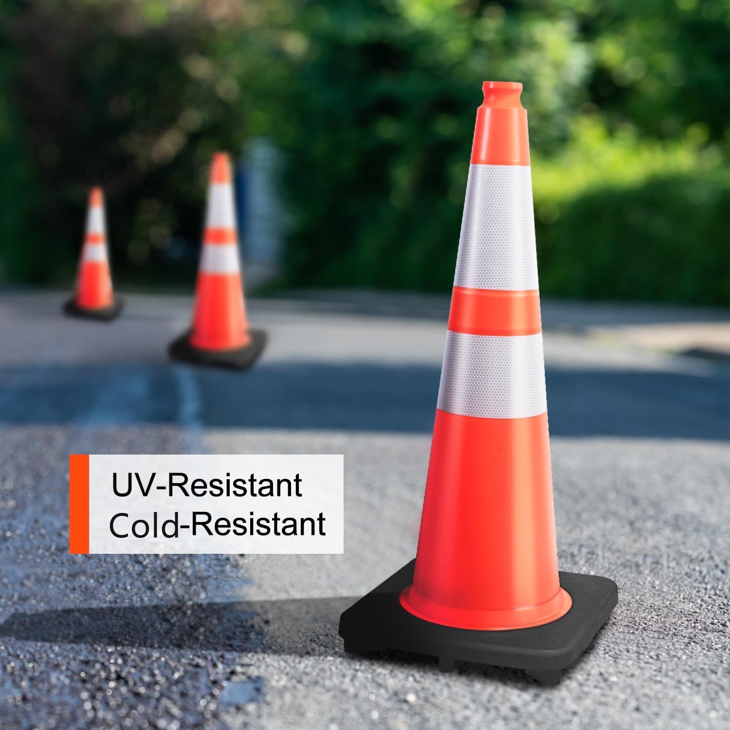 BESEA 4PACK 28” inch Traffic Safety Cones Orange Road Parking Cones Heavy Duty Construction Cone Structurally Stable for Traffic Control at Public Place