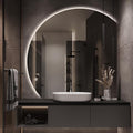 Niccy Half Moon LED Mirror for Bathroom, 44" Semi Backlit Mirrors Frameless Makeup Mirror with Light, Anti-Fog, Shatter-Proof, 3 Colors, Smart Vanity Mirrors