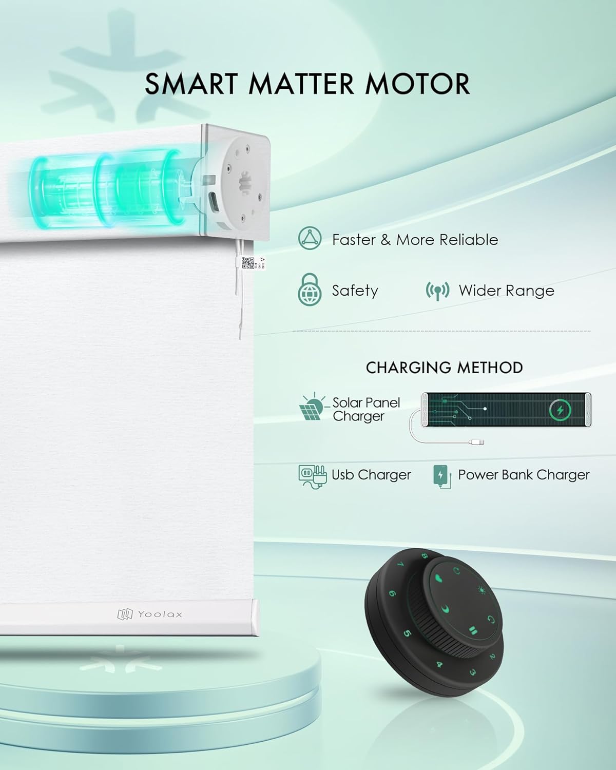 Yoolax Smart Blinds, Motorized Matter Roller Shades Blackout Automatic Blinds for Windows Motorized Shades Compatible with Alexa, Google Home, Homekit(Blackout Meteor White)