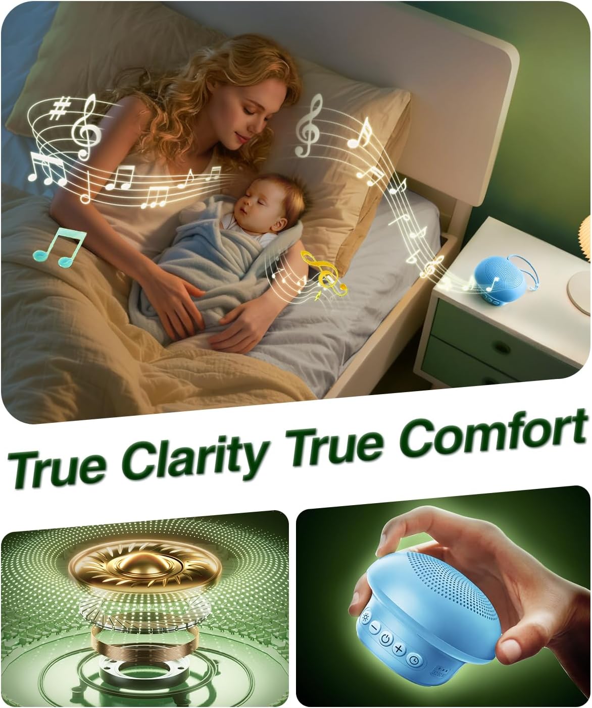 Portable White Noise Sound Machine for Baby, Kids & Adults, 20 Non-Looping Sounds, 48H Playtime, 30 Level Volume, Memory, 3 Timers & Night Light, Sound Therapy for Sleep, Home, Travel, Office, Gift