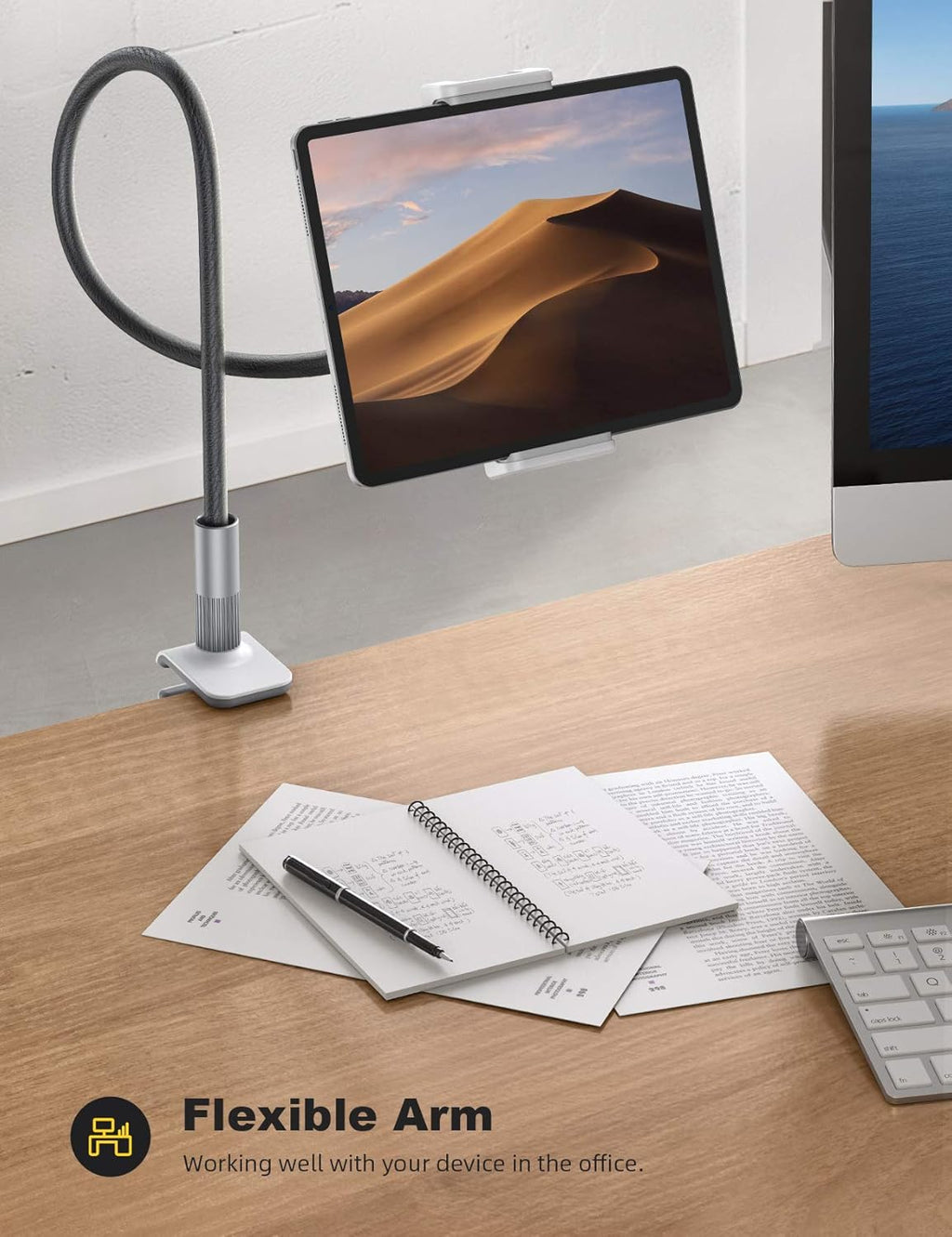 Lamicall Gooseneck Tablet Holder Mount : Flexible Arm Clip Tablet Stand for Bed, Desk Mount, Compatible with iPad Pro 11", Mini Air, Galaxy Tabs More 4.7 to 10.5" Phones and Tablets