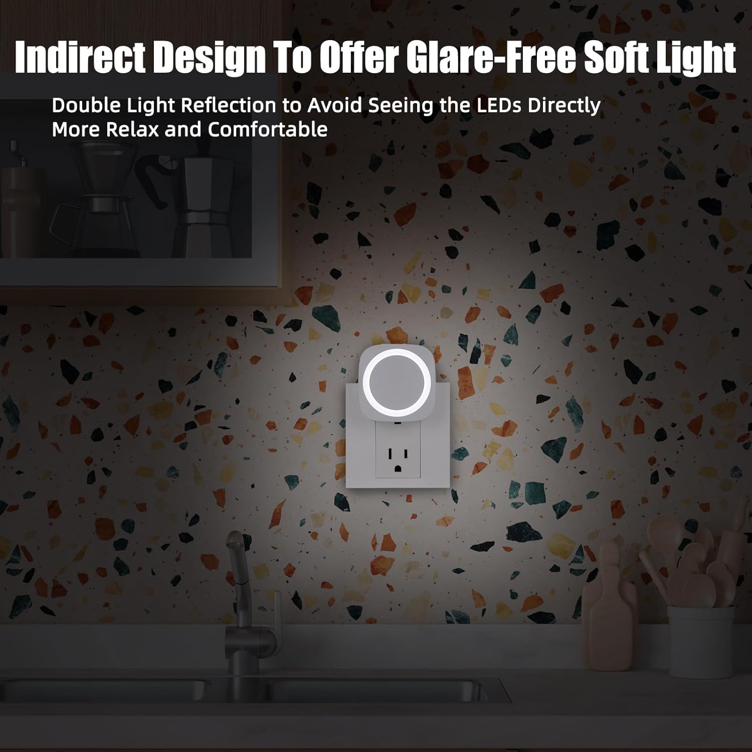 White Night Lights Plug into Wall, 4 Packs Dimmable Night Light with Dust to Dawn Sensor, Automatically Turn on and Off, Gentle Glow Nightlight for Bathroom,Bedroom,Stairs,Kitchen,Hallway, White