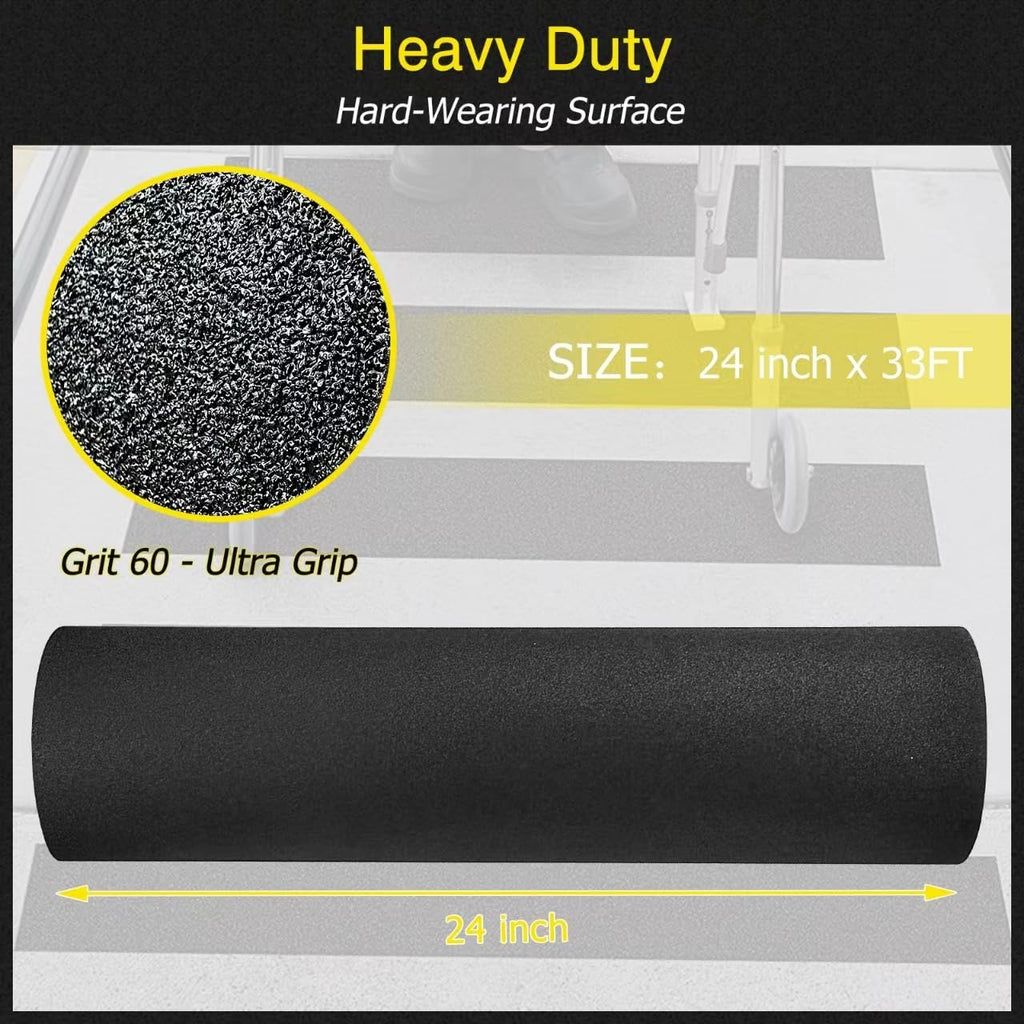 S&X Anti Slip Tape 24 Inch x 33 FT Roll, Grit 60, Extra-Wide Non-Slip Skid Grip Tape for Outdoor Stair Treads, Wooden Steps & Exterior Grips, Waterproof, Durable, Long-Lasting