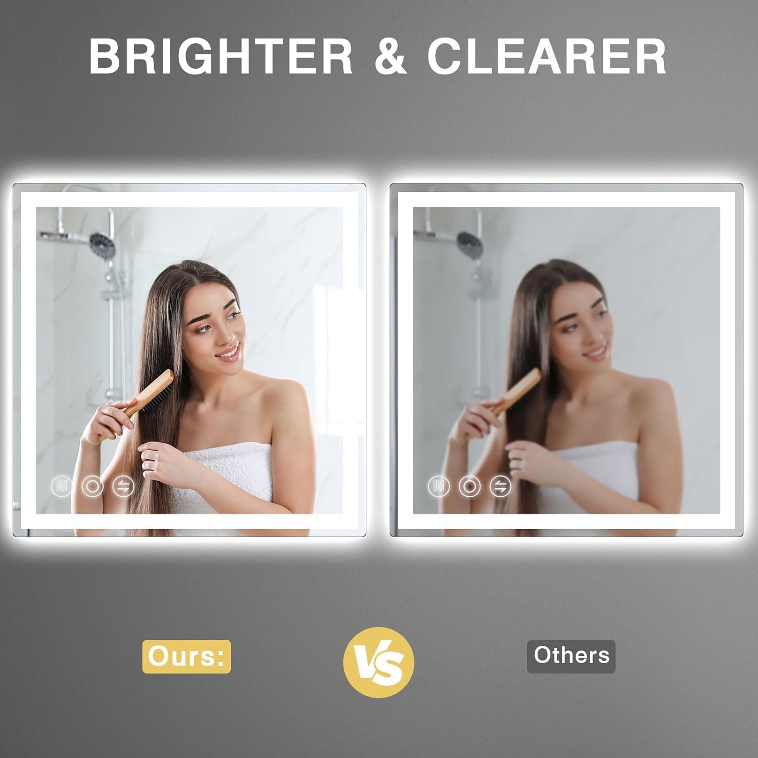 LED Bathroom Mirror 24"x 24" with Frontlit and Backlit, Anti-Fog Bathroom Vanity Mirror,Stepless 3 Colors Temperature & Dimmable Wall Mounted Mirror,Memory Tempered Glass Mirror for Bathroom