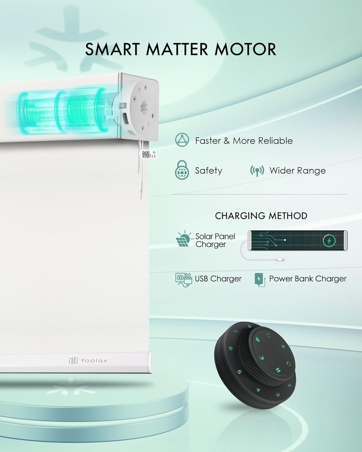 Yoolax Smart Blinds, Motorized Matter Solar Shades Flame Resistat Automatic Blinds for Windows Motorized Shades Compatible with Alexa, Google Home, Homekit(Solar-5% Openness White)