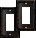 Henne Bery Sunken Pearls Heavy Duty Decorative Wall Plate Switch Plate Outlet Cover (Single Decorator, 2 Pack, Aged Bronze)