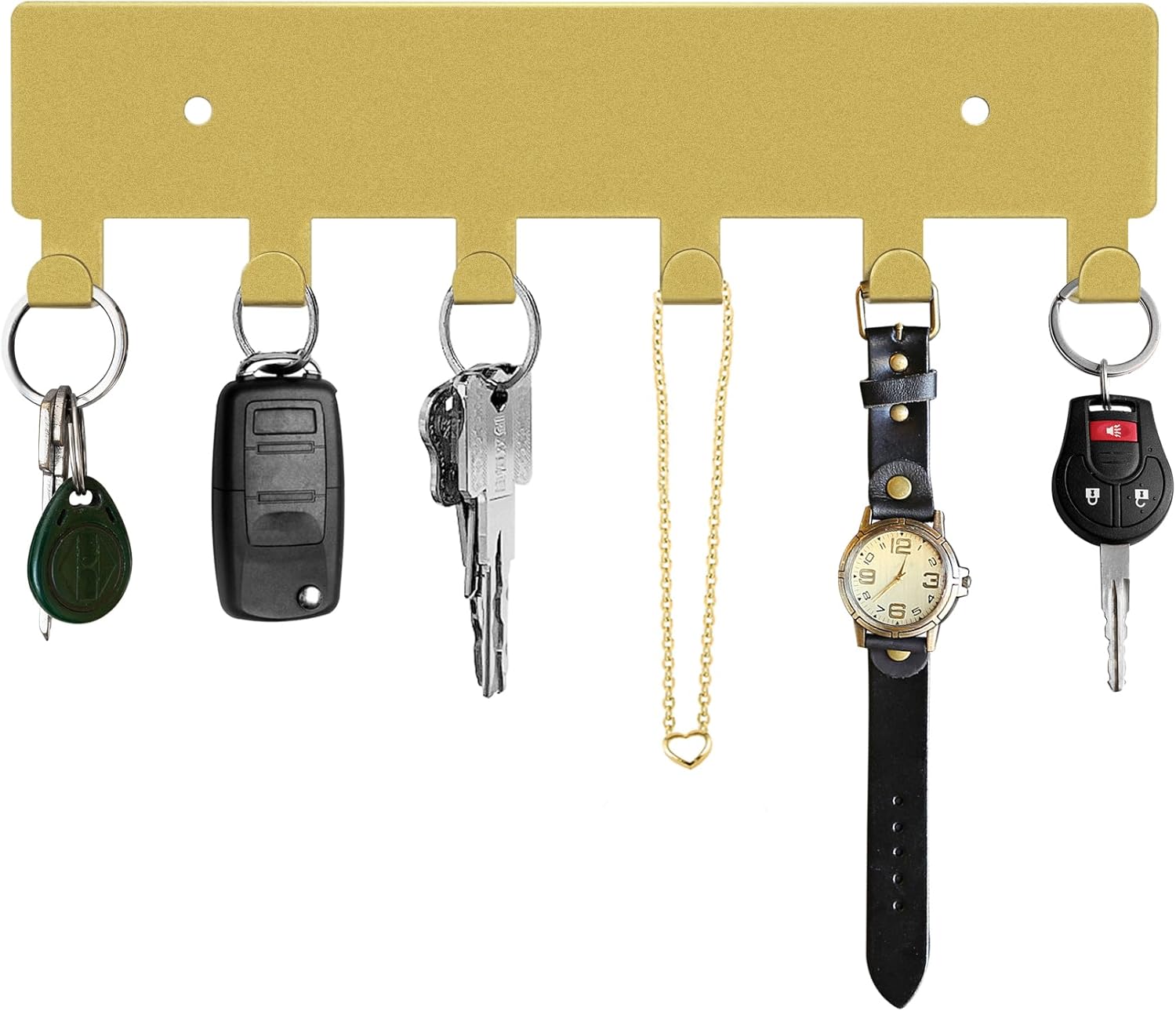 GTK Key Holder for Wall, Key Hooks with 6 Hooks, Wall Mounted Key Holder for Hallway, Self Adhesive Key Rack(Gold)