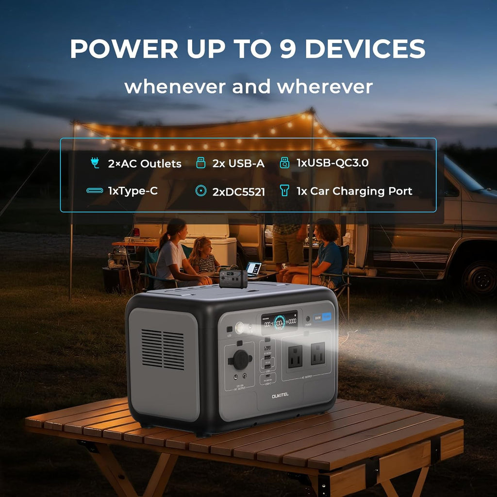 OUKITEL Portable Power Station 800W（Peak 1600W), 512Wh Solar Generator 1 Hour Fast Charging LiFePO4 Battery Backup for Emergency Home Camping RVs(Solar Panel Optional)