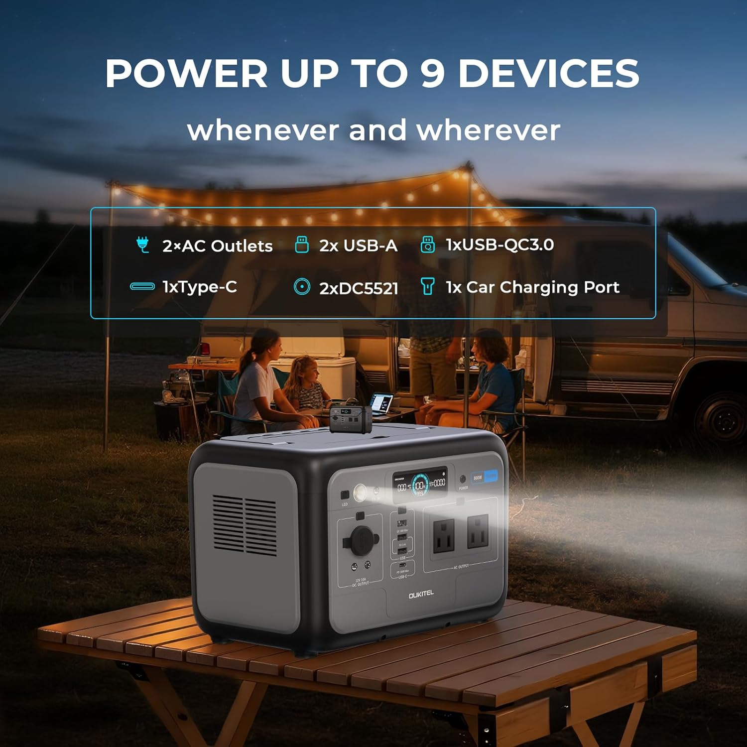 OUKITEL Portable Power Station 800W（Peak 1600W), 512Wh Solar Generator 1 Hour Fast Charging LiFePO4 Battery Backup for Emergency Home Camping RVs(Solar Panel Optional)