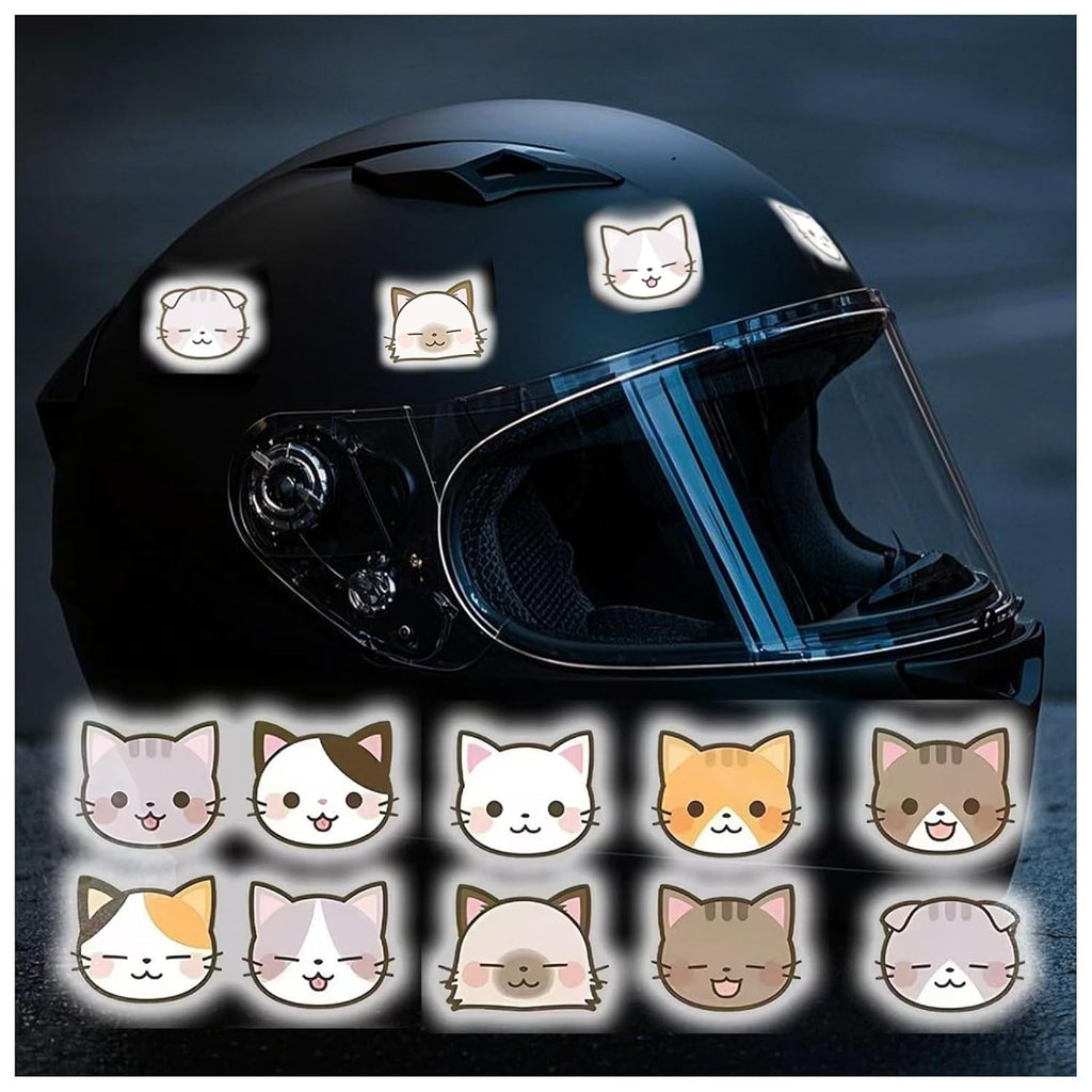 Reflective Stickers 100 Pcs, Outdoor Waterproof High Visibility Warning Safety Adhesive Reflector (1.5" X 1.8", Cat face)