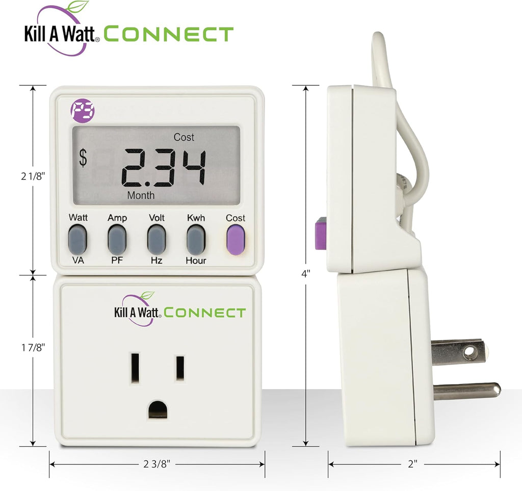 Kill A Watt Connect P4498 Electricity Usage Monitor Power Consumption Meter with Two Piece Housing and 35 Inch Cord for Easy Use