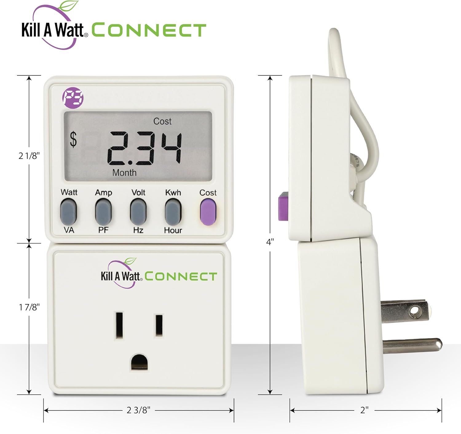 Kill A Watt Connect P4498 Electricity Usage Monitor Power Consumption Meter with Two Piece Housing and 35 Inch Cord for Easy Use