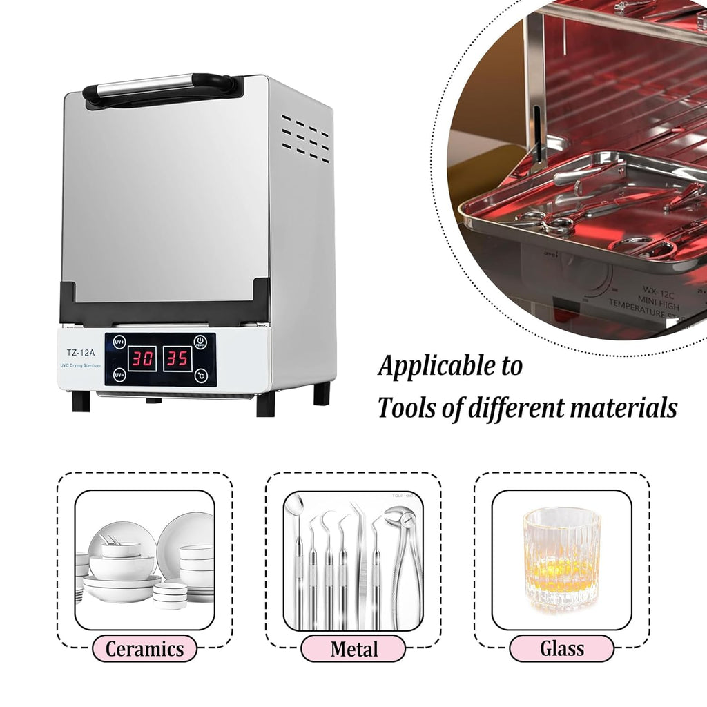 Nail Tool cleaning cabinet, Large capacity Stainless Steel cleaning, with Drying Function, Temperature and Timer Control, up to 60 Minutes, 110V Power Supply