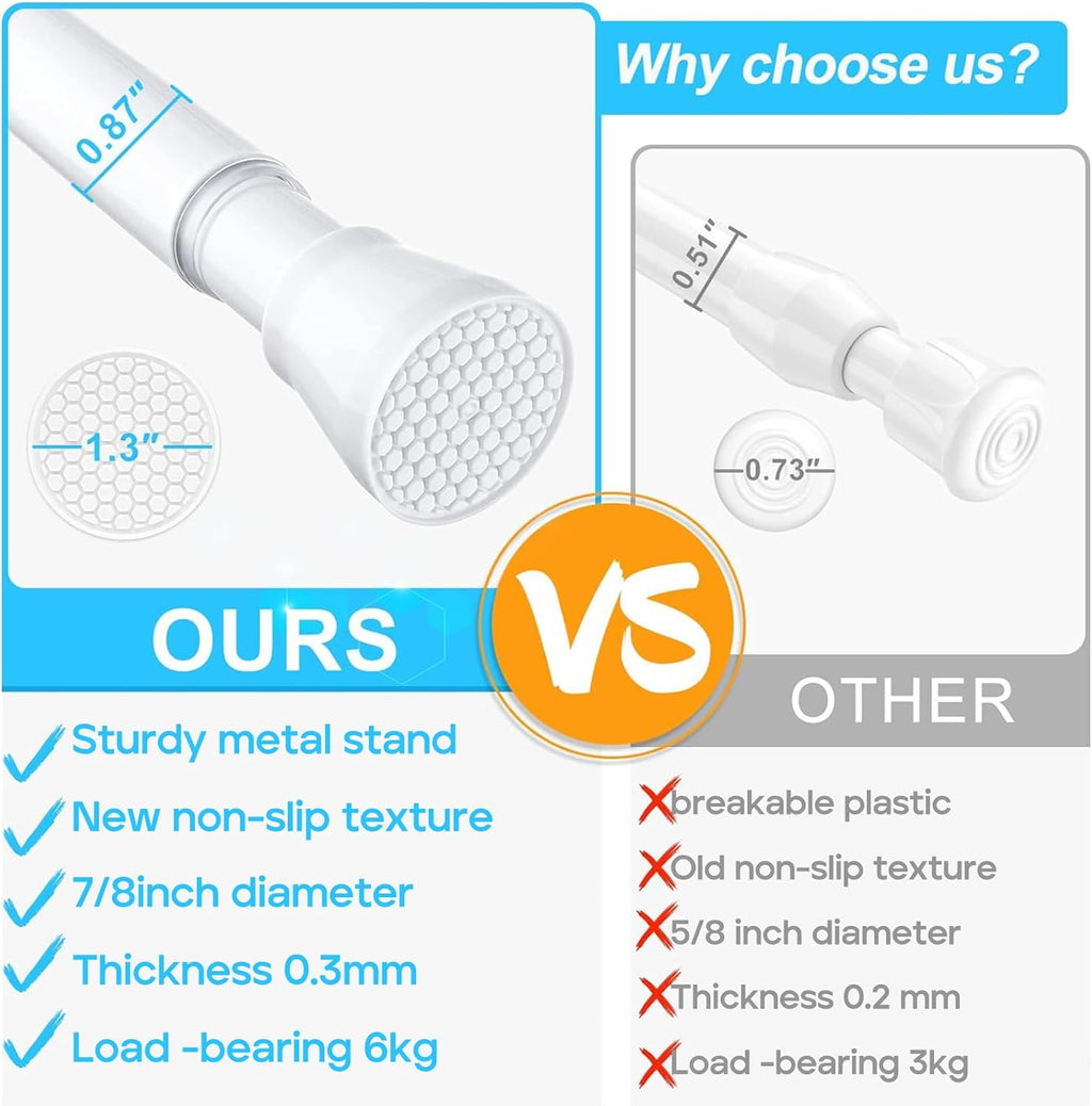 White Tension Rod 16 To 26 Inch Spring Curtain Rod Adjustable Short Curtain Rod No Drilling Short Tension Rod Extendable Small Spring Tension Rods For Closet Cupboard Bars Refrigerator