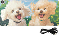 Heated Desk Pad Mouse Pad 31.5x13 Inch PU Leather Desk Mat with 3 Heat Levels Large Mouse Gaming Computer Laptop Mat Spring Running Poodle Dogs
