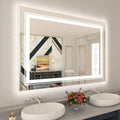 WTTY LED Bathroom Mirror 48"x32" with RGB Backlit and Front Light,Stepless Dimmable LED Mirror for Bathroom,Colored Lighted Bathroom Vanity Mirror,Anti-Fog,Memory Function,Shatter-Proof