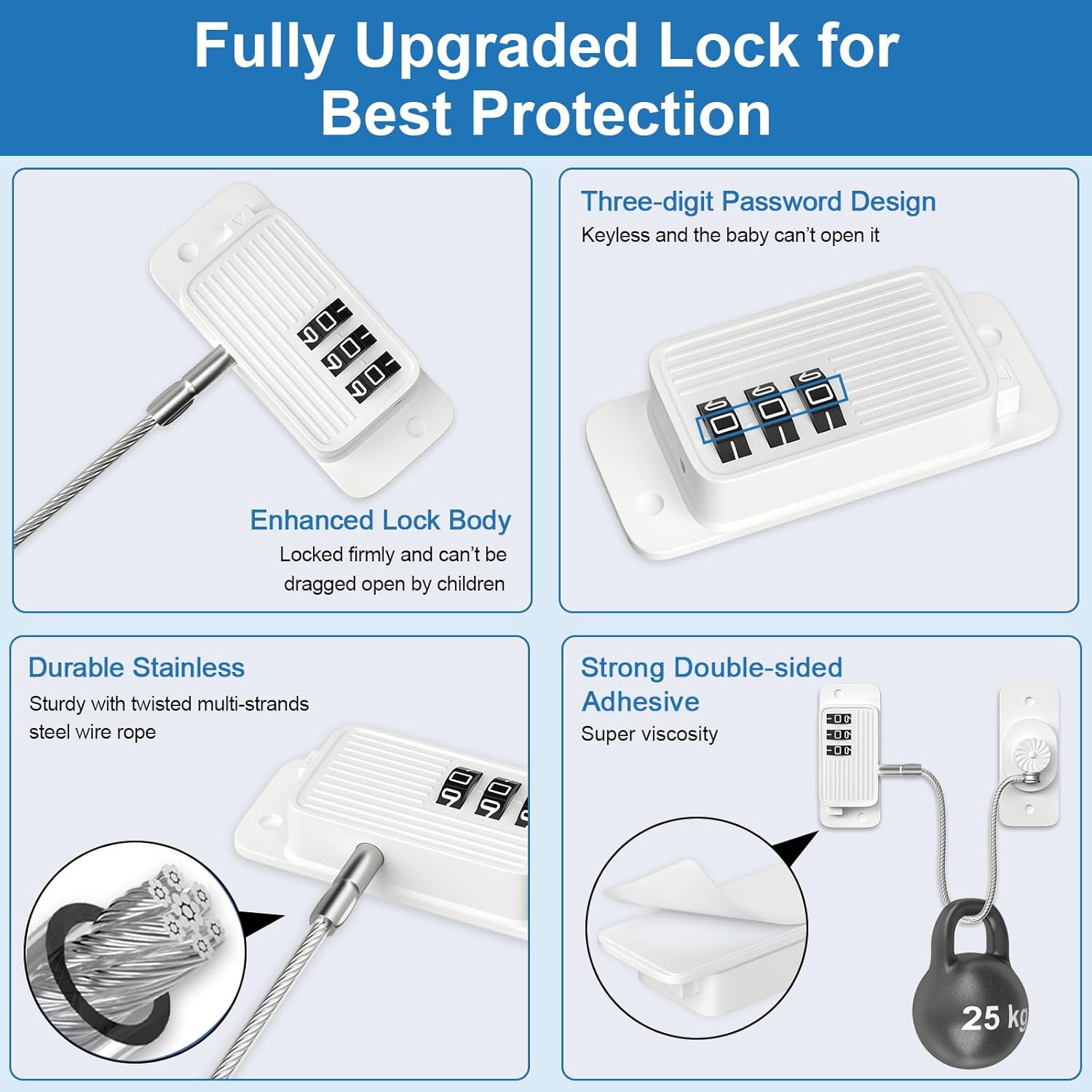 Child Proof Your Fridge & Freezer, AOSITE 2-Pack Adhesive Digital Locks, Keyless Entry with Combination Code for Kids Safety, No Keys, No Drilling (White Adults Fridge Children Lock)