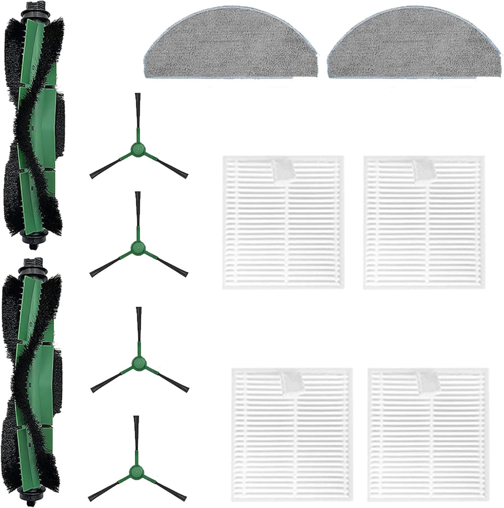 12 Pack Accessories Kit Compatible with iRobot Roomba Essential 100 Series 104 105 Combo Y0140 Y0110 Q011 Q0120 Q0520 Vacuum,1 Roller Brush＆ 4 Side Brushes＆4 Filters & 2 Mopping Pads Replacement Parts