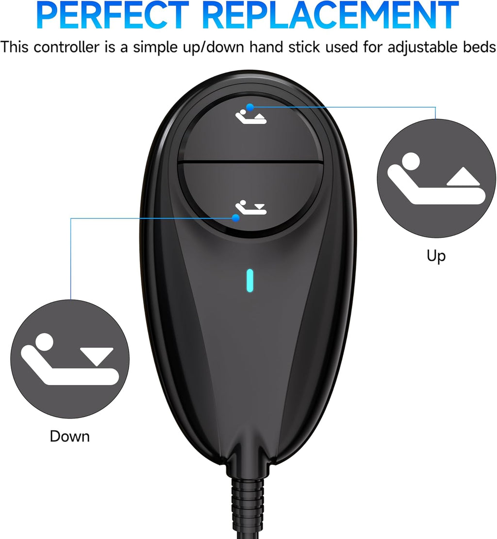 Okin 2 Button Adjustable Bed Remote 5 Pin Wired Adjustable Bed Remote Control Replacement Parts, HS.12.02.01