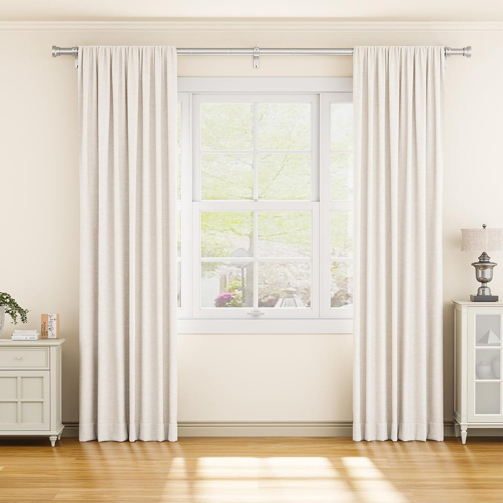 Curtain Rod 2 Pack 32-118 Inch, Heavy Duty 1 Inch Curtain Rod, Sliver Long Adjustable Window Treatment Rods,Modern Design, Easy Installation