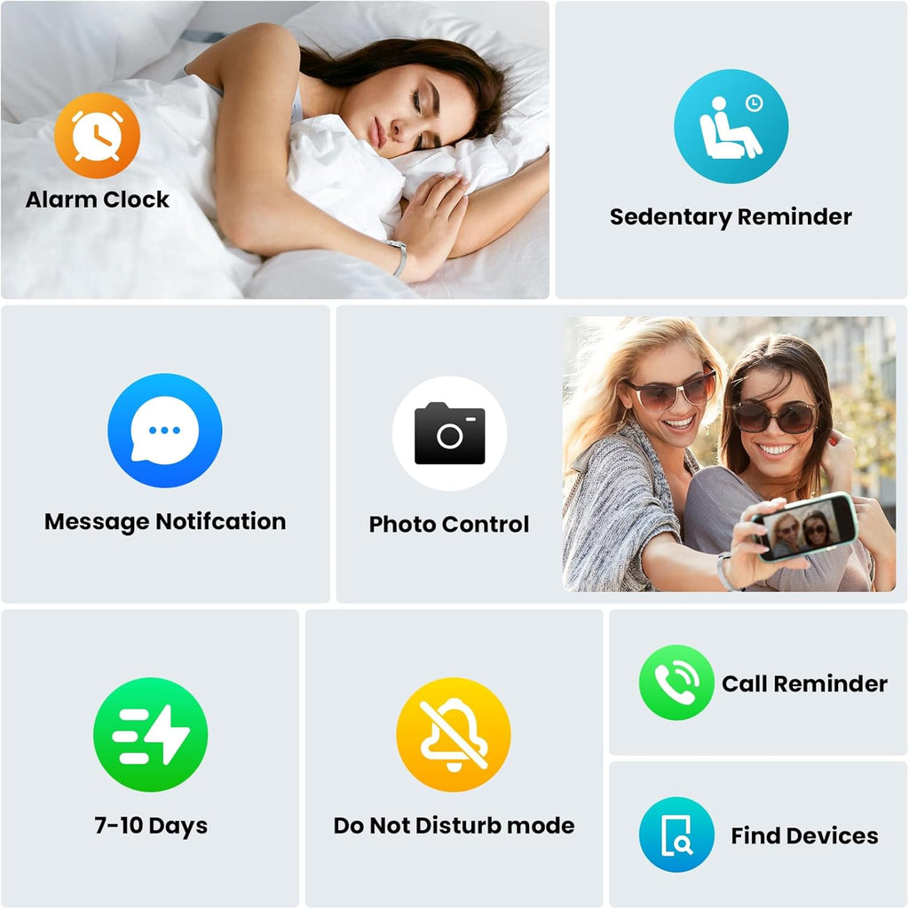 Mingtawn Women's Smart Bracelet with 2 Bands, Health Fitness Tracker, 24/7 Heart Rate/Blood Oxygen/HRV/Sleep Monitor, Fashion Emerald Wristband with Message/Call Reminder Free Subscription (Silver)