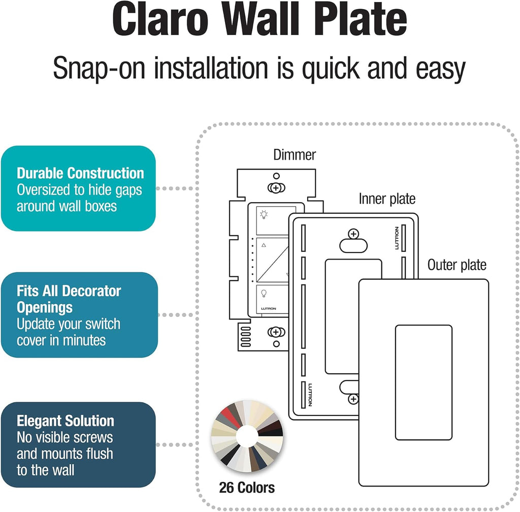 Lutron Claro 3 Gang Decorator/Rocker Wallplate, Satin, Biscuit (1-Pack) | SC-3-BI