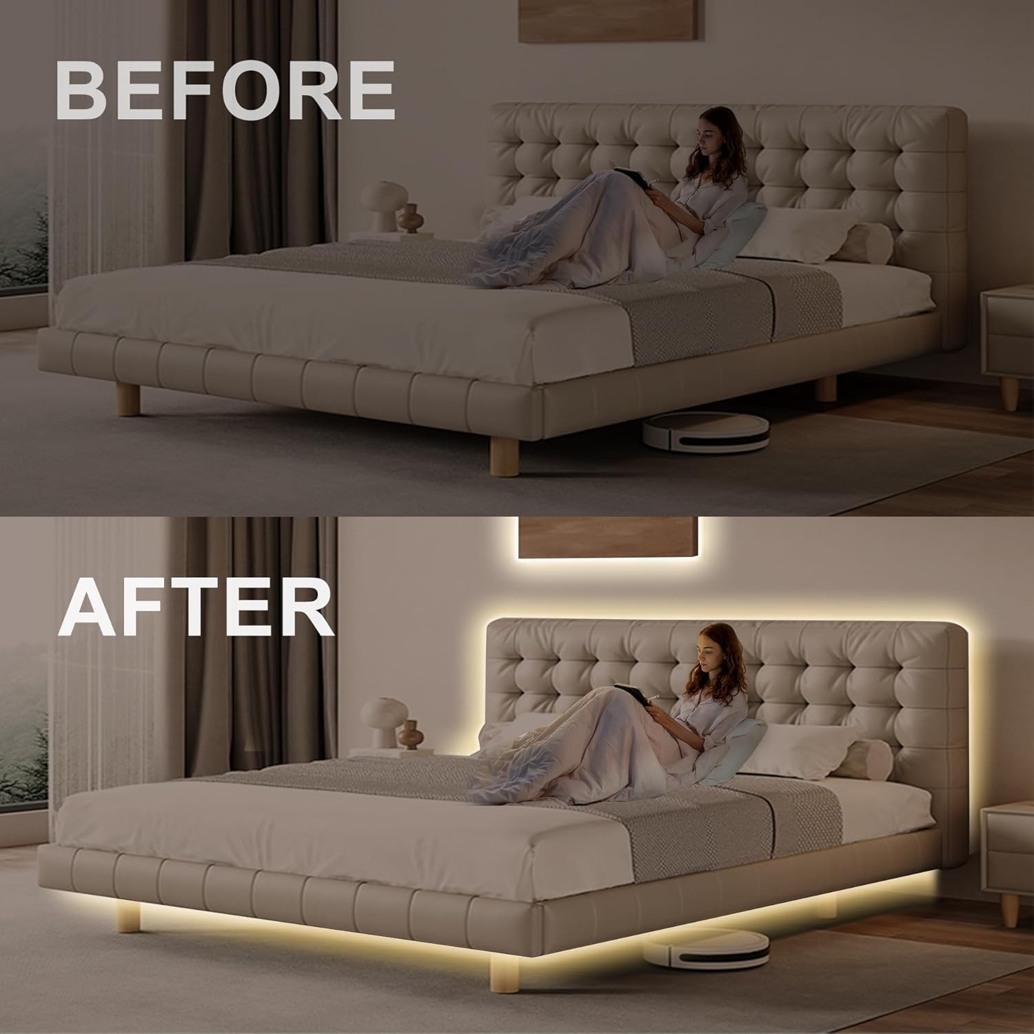 32.8ft Smart COB LED Strip Light, Tunable White 2700K-6500K Dimmable Bright WiFi Led COB Light Strip Compatible with Alexa and Google, White CCT COB Led Light for Kitchen Cabinet, Room