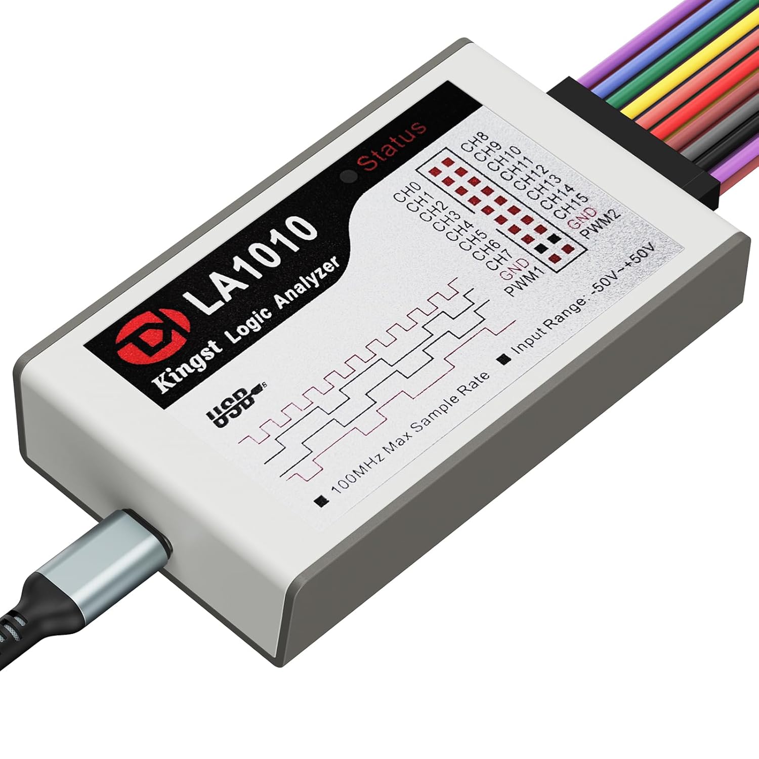 LA1010 USB Logic Analyzer 16 Input Channels 100MHz with The English PC Software Handheld Instrument,Support Windows (32bit/64bit),Mac OS,Linux