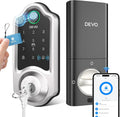 DEVO G8 Smart Lock with Doorbell - 6-in-1 Fingerprint Keyless Entry Deadbolt, Built-in Wi-Fi & APP Control, IP54 Waterproof Auto-Lock for Front Door Security, Easy Install (BHMA Certified)