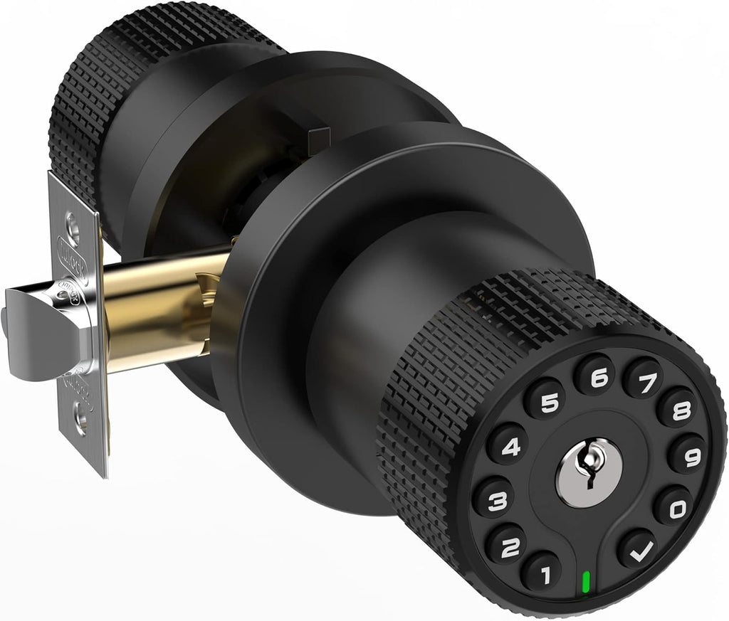 Keypad Door Knob with Key,Keyless Entry Door Lock, Code Locks Door Knob, Auto Lock,50 User Code,Easy to Install,for Home,Office,Bedroom,Garage,No Deadbolt