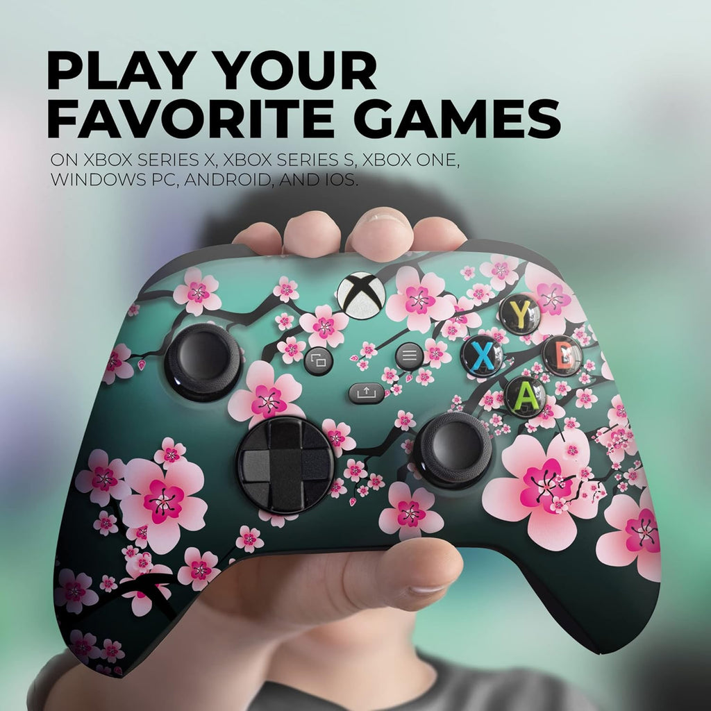 DreamController Cherry Blossom Custom X-box Controller Wireless compatible with X-box One/Series X/S Proudly Customized in USA with Permanent HYDRO-DIP Printing(NOT JUST A SKIN) (MODDED)
