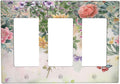 Rustic Floral Watercolor Flower Blossom Butterfly Triple Rocker Light Switch Covers 3 Gang Outlet Cover Wall Plates Decorative Switch Plates Electrical GFCI Faceplate Switchplate 4.49 X 6.38 IN