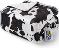 CAROMIO Heated Electric Blanket Twin Size, Cow Print Fast Heating Throw Blankets with LCD Controller, 10 Heat Levels & 1-12H Time Settings Auto Off, ETL Certified, Brown Black, 62" x 84"