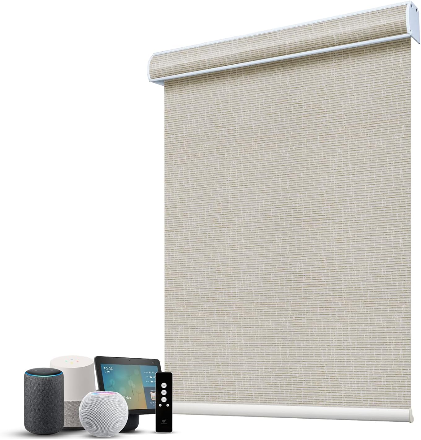 SmartWings Motorized 100% Blackout Shades Blinds, Custom Size, Cordless Window Shades with Rechargeable Battery, Works with Matter/Apple HomeKit, Alexa, Thread/Zigbee, Remote Optional, Safari Cream