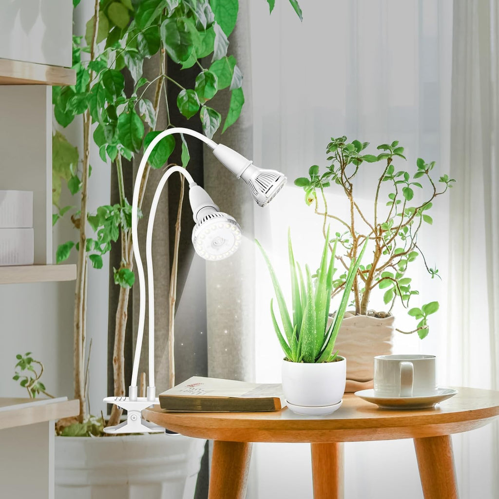 SANSI LED Grow Lights for Indoor Plants, 300W Full Spectrum Clip-on Gooseneck Grow Light with Ceramic Tech.,20W Plant Light for Indoor Growing High PPFD, Lifetime Free Bulb Replacement White, No Timer