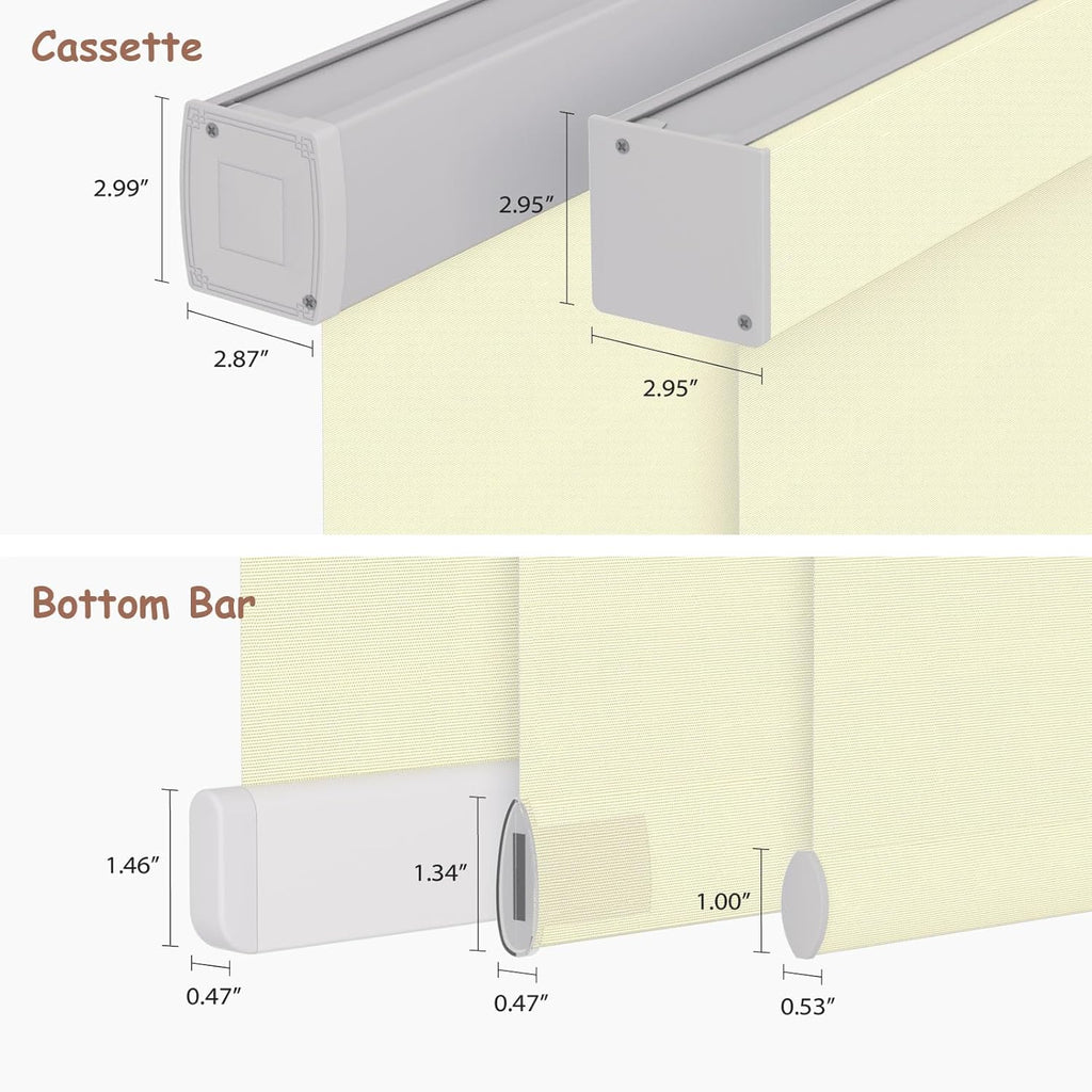 Motorized Roller Blinds with Remote, 100% Blackout Automatic Roller Shades for Bedroom, Bathroom, and Living Room, Customized Size, Creamy White