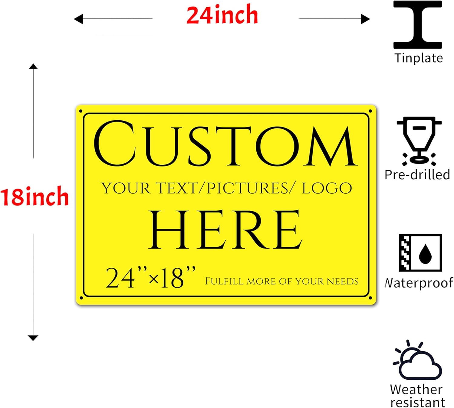 Custom Signs Outdoor Metal, personalized metal sign，Reflective，night visibility，Aluminum Weatherproof Metal Sign Multiple Sizes, Customize for Office, Business, Workplace, office, Home, Delivery Signs(24*18 Inch)