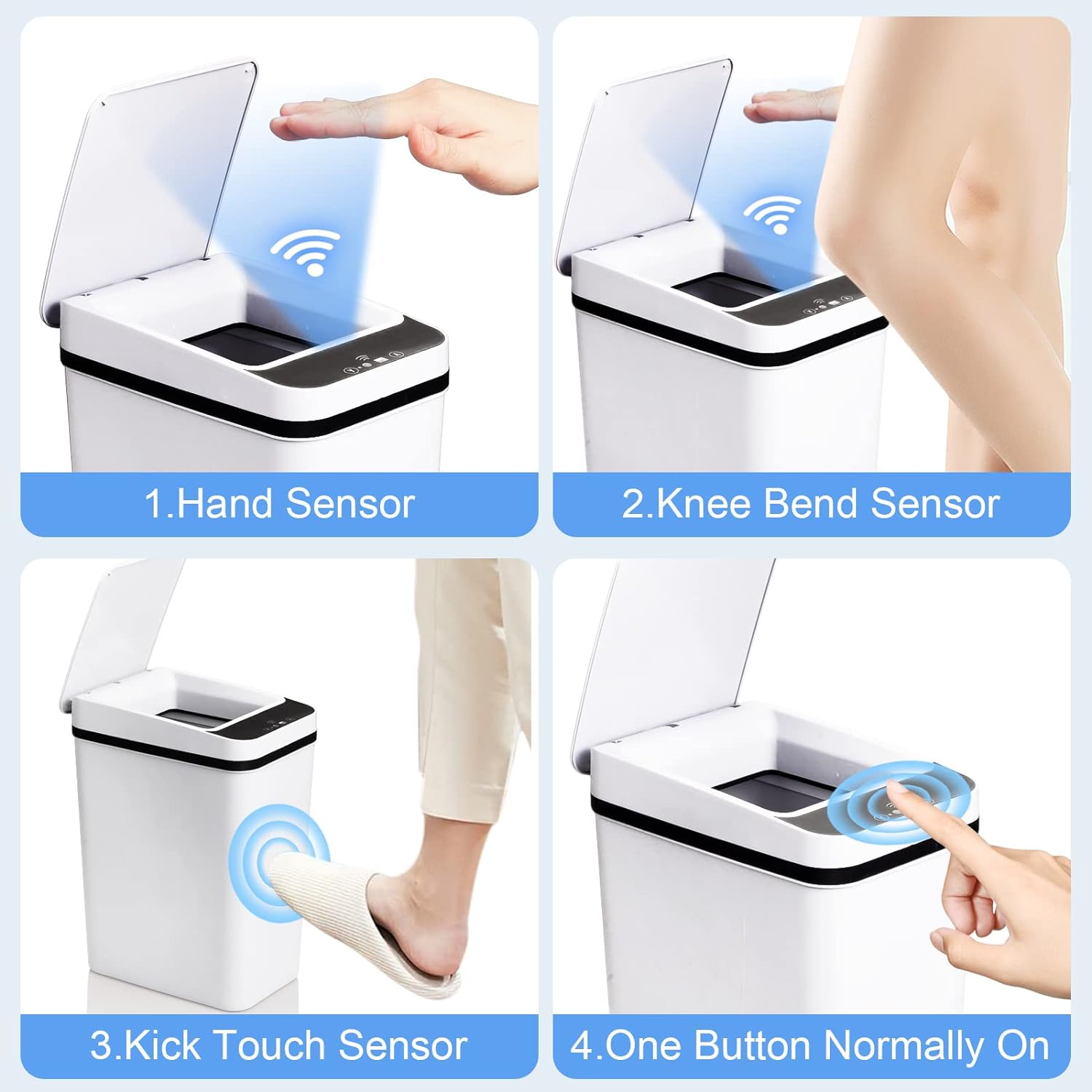 Bathroom Smart Touchless Trash Can 2.2 Gallon Automatic Motion Sensor Rubbish Can with Lid Electric Narrow Small Garbage Bin for Kitchen, Office, Living Room, Toilet, Bedroom, RV