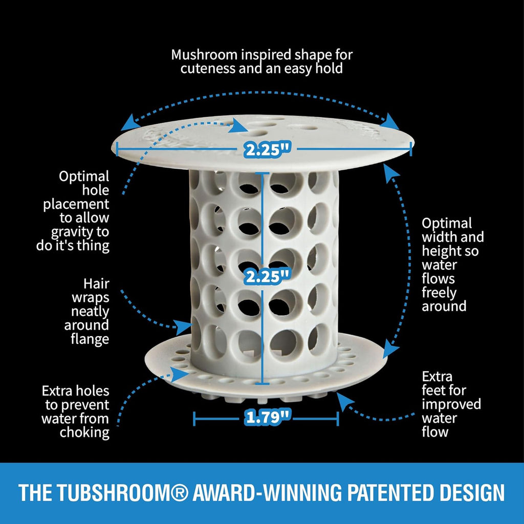 TubShroom the Revolutionary Tub Drain Protector Hair Catcher/Strainer/Snare, Gray (TSGRA454)