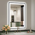 24x36 Inch LED Bathroom Mirror with Lights (Front Lit and Backlit) Black Framed Lighted Vanity Mirror for Bathroom Wall Dimmable Anti-Fog Memory Tempered Glass Horizontal/Vertical