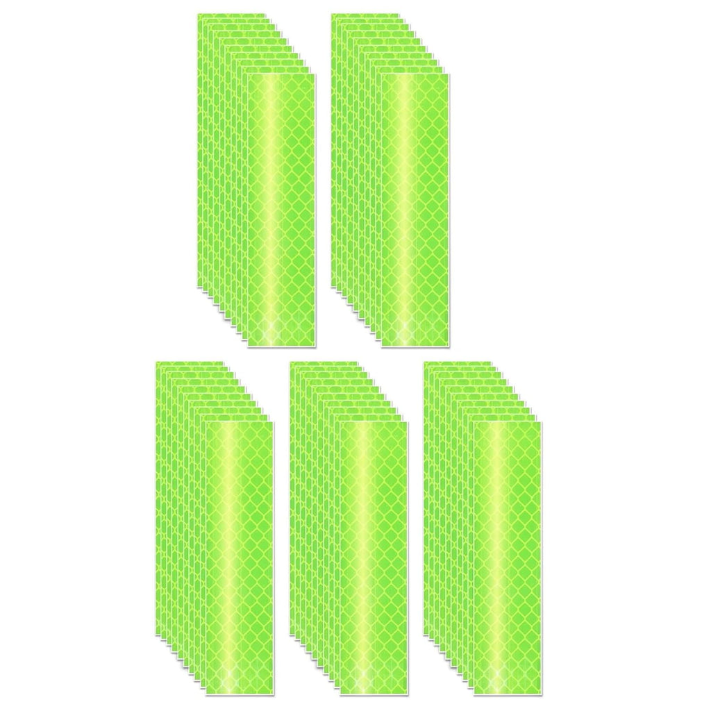 Non Fading Fluorescent Yellow Reflective Stickers 1 inch X 4 inch, Outdoor Waterproof High Visibility Safety Adhesive Reflector (50 Pcs)