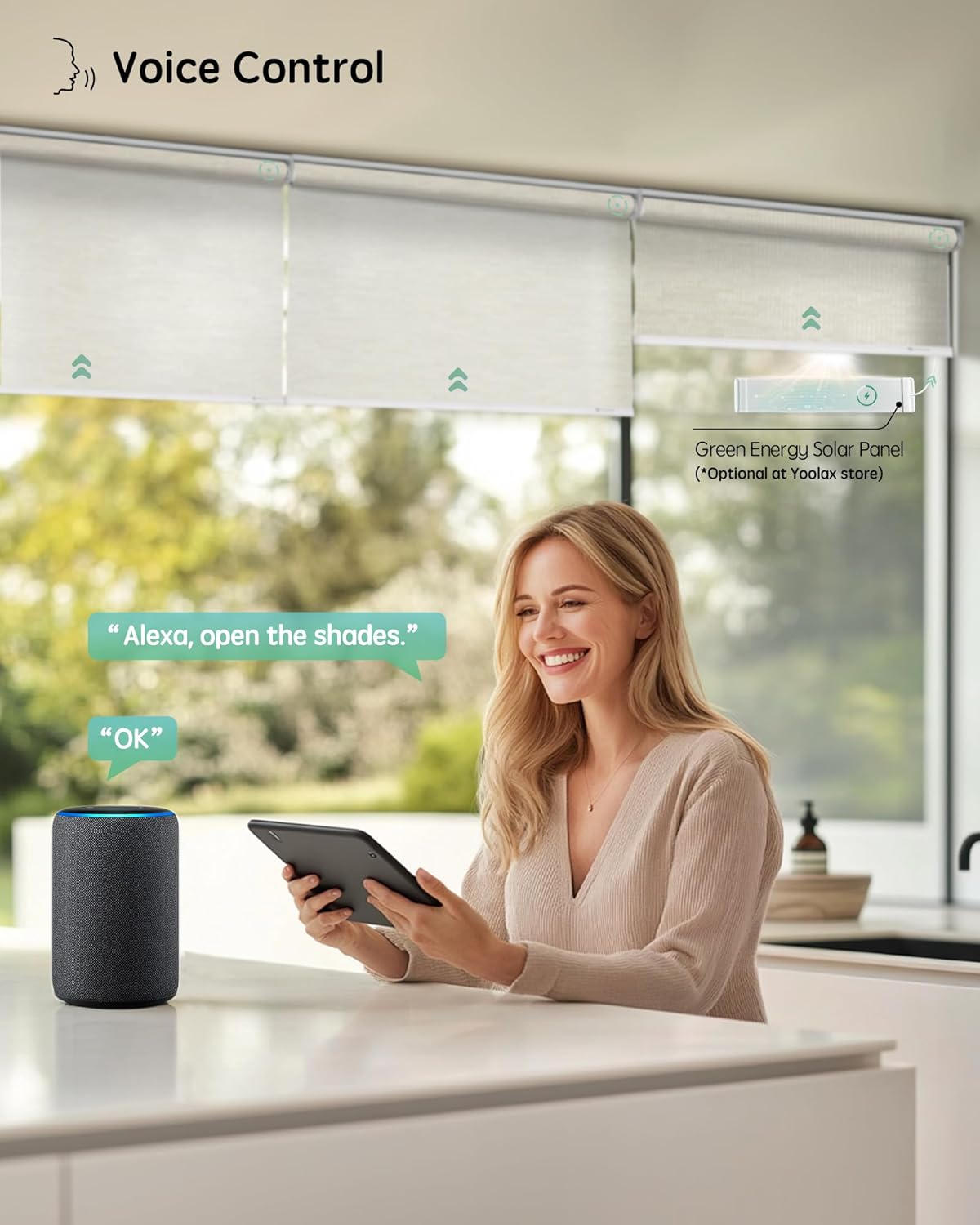 Yoolax Motorized Blinds with Remote, Smart Blinds for Windows Motorized Roller Shades, Automatic Window Shades Compatible with Alexa Custom Size (Light Filtering-Jacquard Coffee)