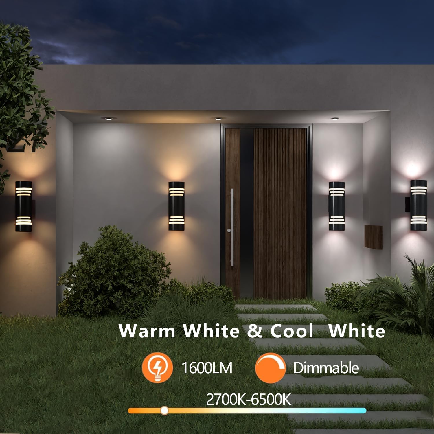 Smart WiFi Outdoor Wall Lights Exterior 2 Pack, Up and Down Porch Lights Ambience Color Changing, Bronze Cylinder RGBCW LED Outdoor Wall Lamp for House Garage Porch, Outside Exterior Lights ETL Listed