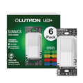 Lutron Sunnata Touch Dimmer Switch with LED+ Advanced Technology for LED and Incandescent, 3 Way/Multi Location, STCL-153MS-WH, White (6 Pack)