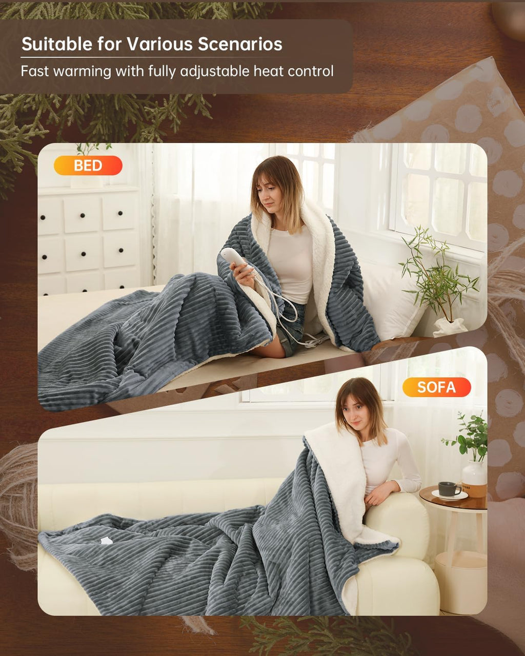 Electric Heated Blanket Full Size, Washable Blanket Warmer for Home for Adults, Fast Heating Super Cozy Soft Flannel 72" x 84", 9 Heat Levels, 1-9H Auto-Off, ETL Certified, Silver