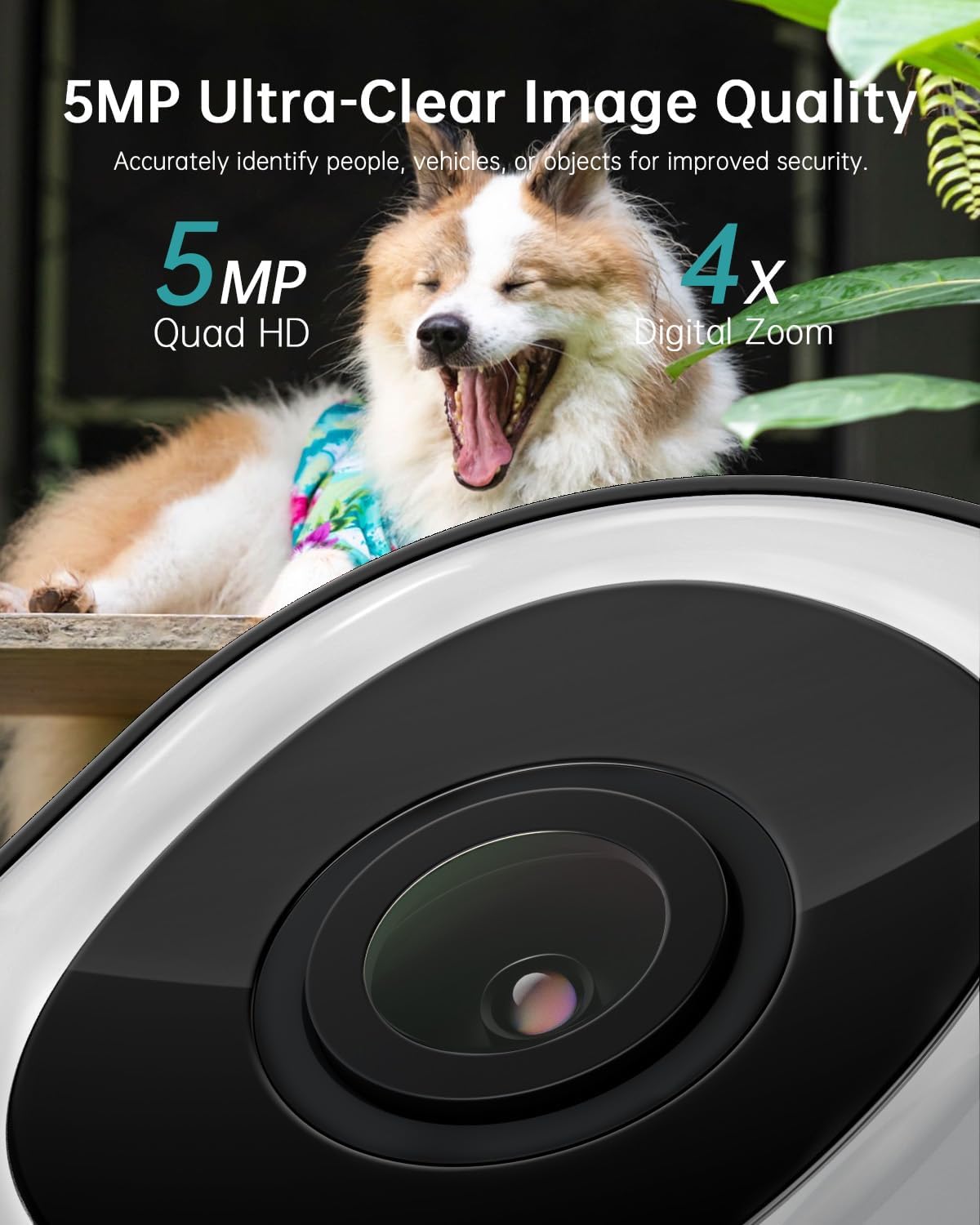 ZUMIMALL 5MP 5G Cameras for Home Security, 24/7 Recording Outdoor Wired Camera, 360°PTZ, Auto Tracking, Motion & Noise Alerts, Alexa Compatible, IP66