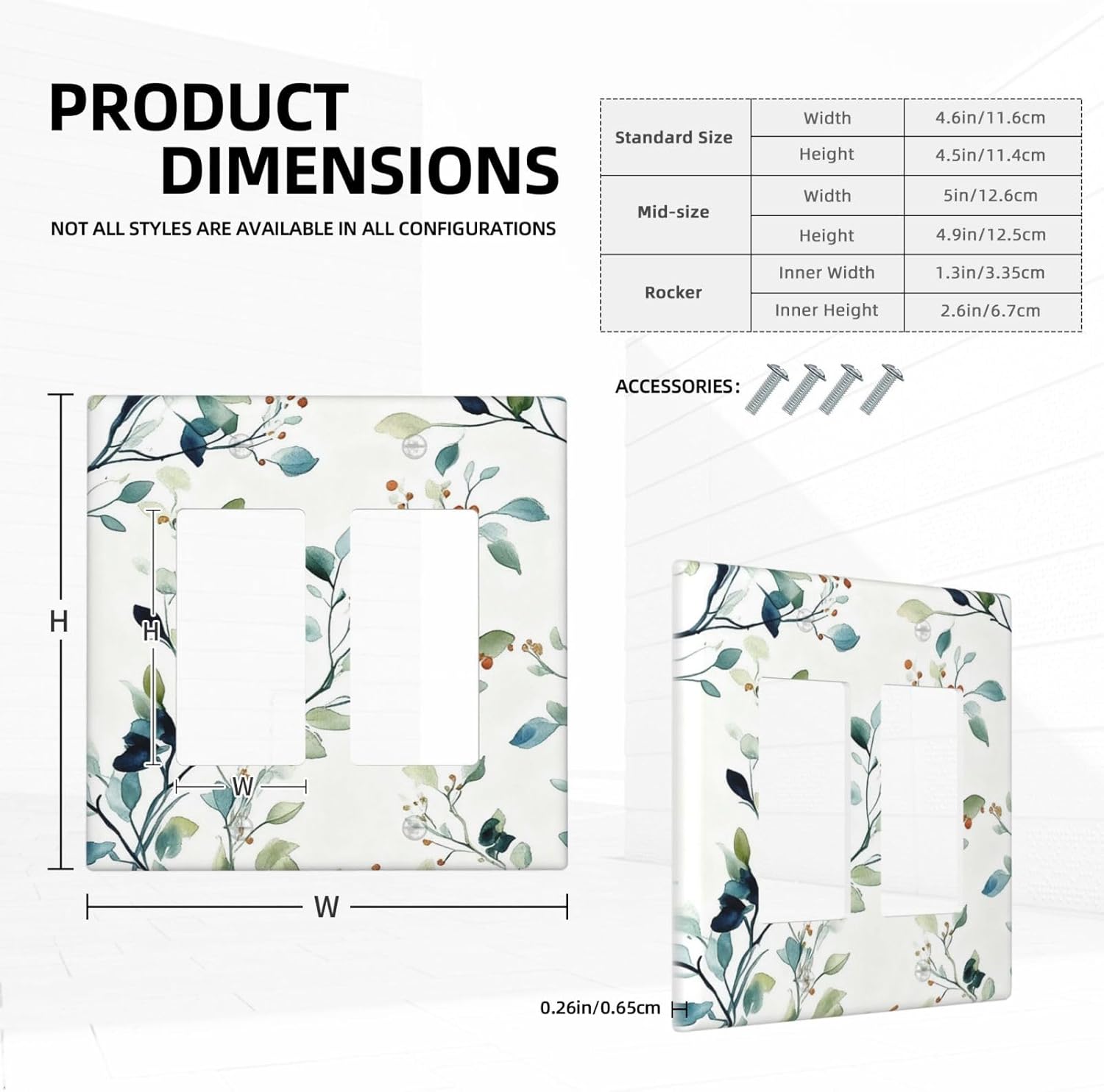 Decorative Outlet Covers Rustic Eucalyptus Leaf Geen Sage Leaves 2 Gang Light Switch Cover Plate Double Rocker Wall Plates for Electrical Outlets Switch Plate Covers for Bedroom Home Decor